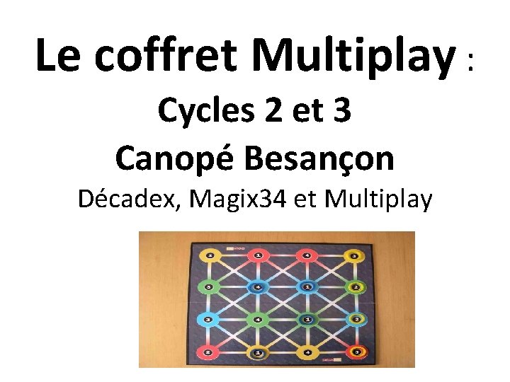 Le coffret Multiplay : Cycles 2 et 3 Canopé Besançon Décadex, Magix 34 et