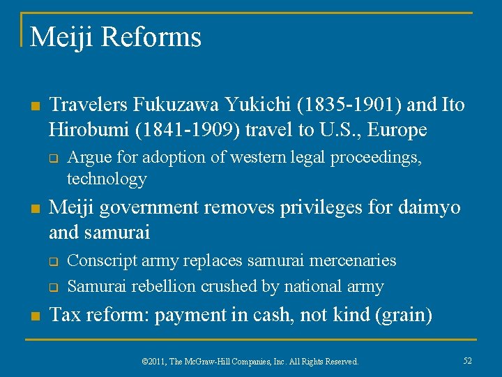 Meiji Reforms n Travelers Fukuzawa Yukichi (1835 -1901) and Ito Hirobumi (1841 -1909) travel