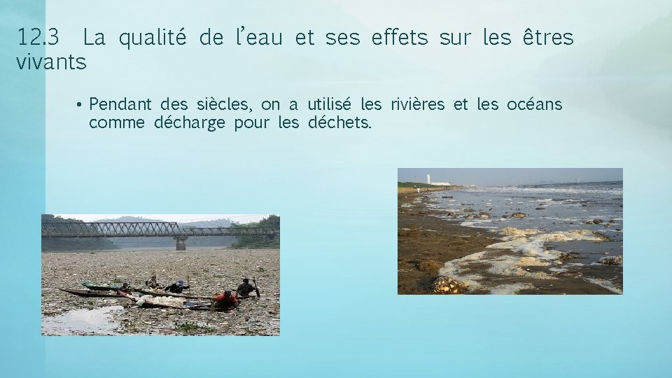 12. 3 La qualité de l’eau et ses effets sur les êtres vivants •