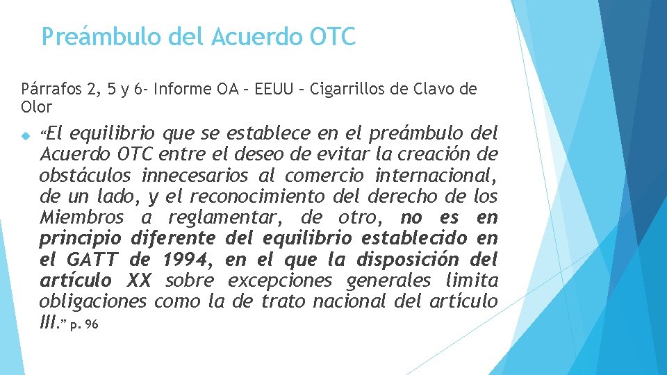 Preámbulo del Acuerdo OTC Párrafos 2, 5 y 6 - Informe OA – EEUU