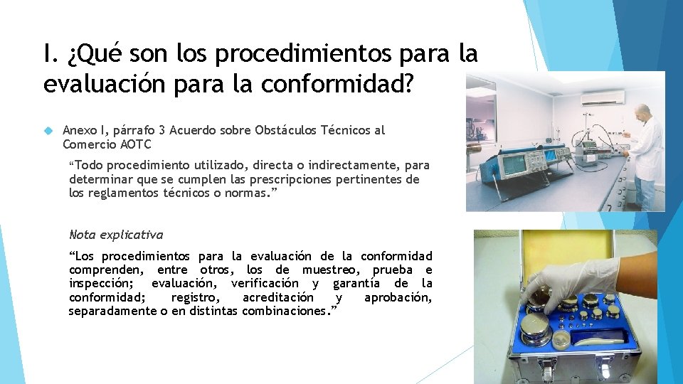 I. ¿Qué son los procedimientos para la evaluación para la conformidad? Anexo I, párrafo