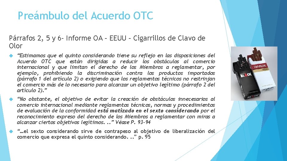 Preámbulo del Acuerdo OTC Párrafos 2, 5 y 6 - Informe OA – EEUU