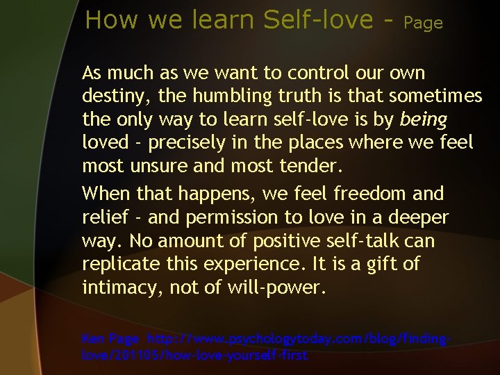 How we learn Self-love - Page As much as we want to control our