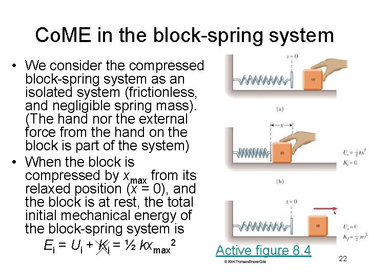 Co. ME in the block-spring system • We consider the compressed block-spring system as Co. ME in the block-spring system • We consider the compressed block-spring system as