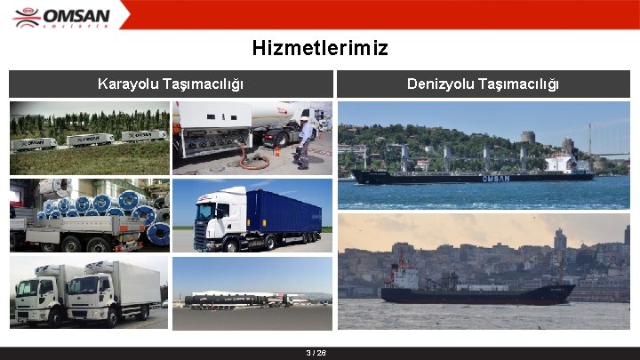 Hizmetlerimiz Karayolu Taşımacılığı Denizyolu Taşımacılığı 3 / 26 