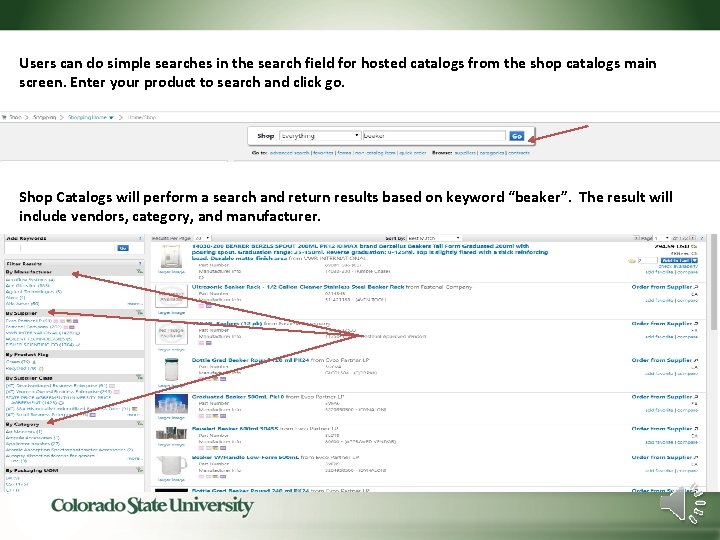 Users can do simple searches in the search field for hosted catalogs from the