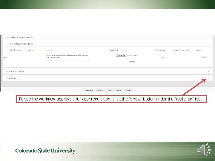 To see the workflow approvals for your requisition, click the “arrow” button under the