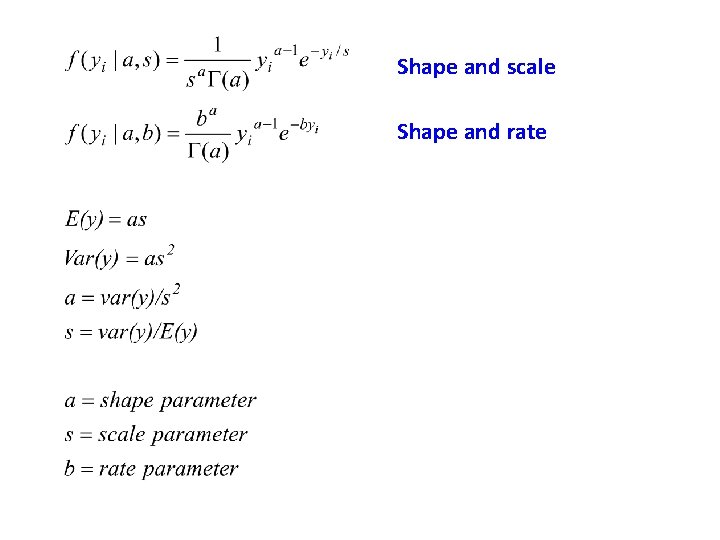 Shape and scale Shape and rate 