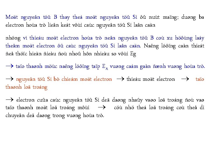 Moät nguyeân töû B thay theá moät nguyeân töû Si ôû nuùt maïng; duøng