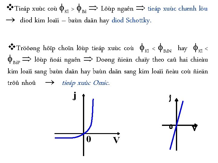 v. Tieáp xuùc coù Kl > Bd Lôùp ngaên tieáp xuùc chænh löu diod