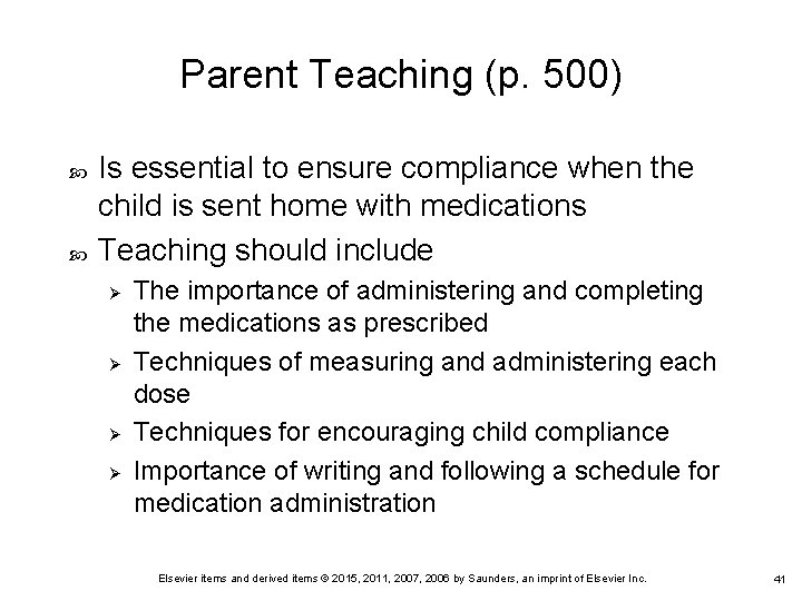 Parent Teaching (p. 500) Is essential to ensure compliance when the child is sent Parent Teaching (p. 500) Is essential to ensure compliance when the child is sent