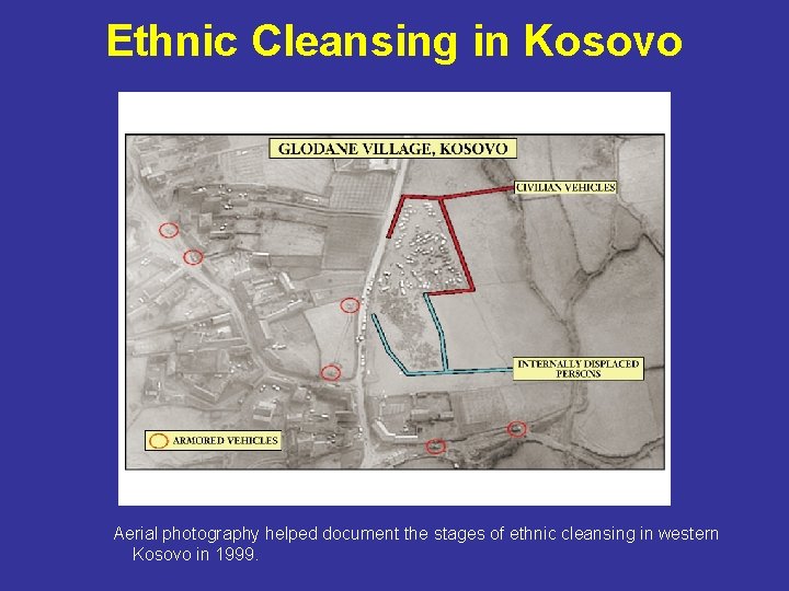 Ethnic Cleansing in Kosovo Aerial photography helped document the stages of ethnic cleansing in