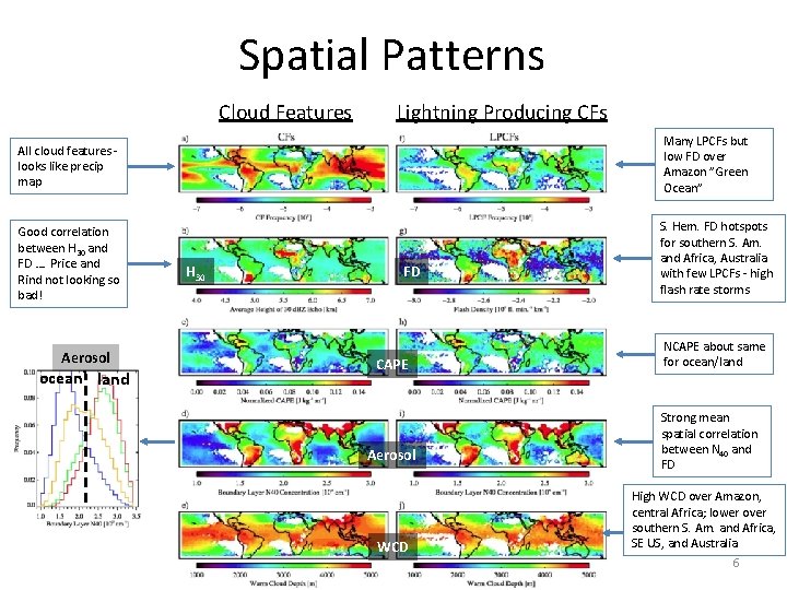 Spatial Patterns Cloud Features Lightning Producing CFs All cloud features looks like precip map