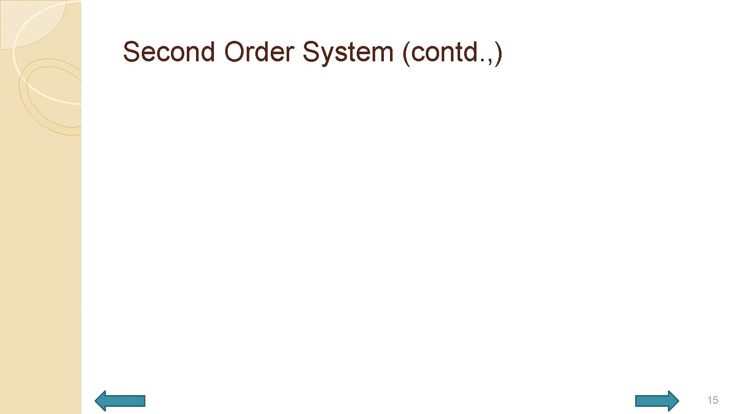 Second Order System (contd. , ) 15 