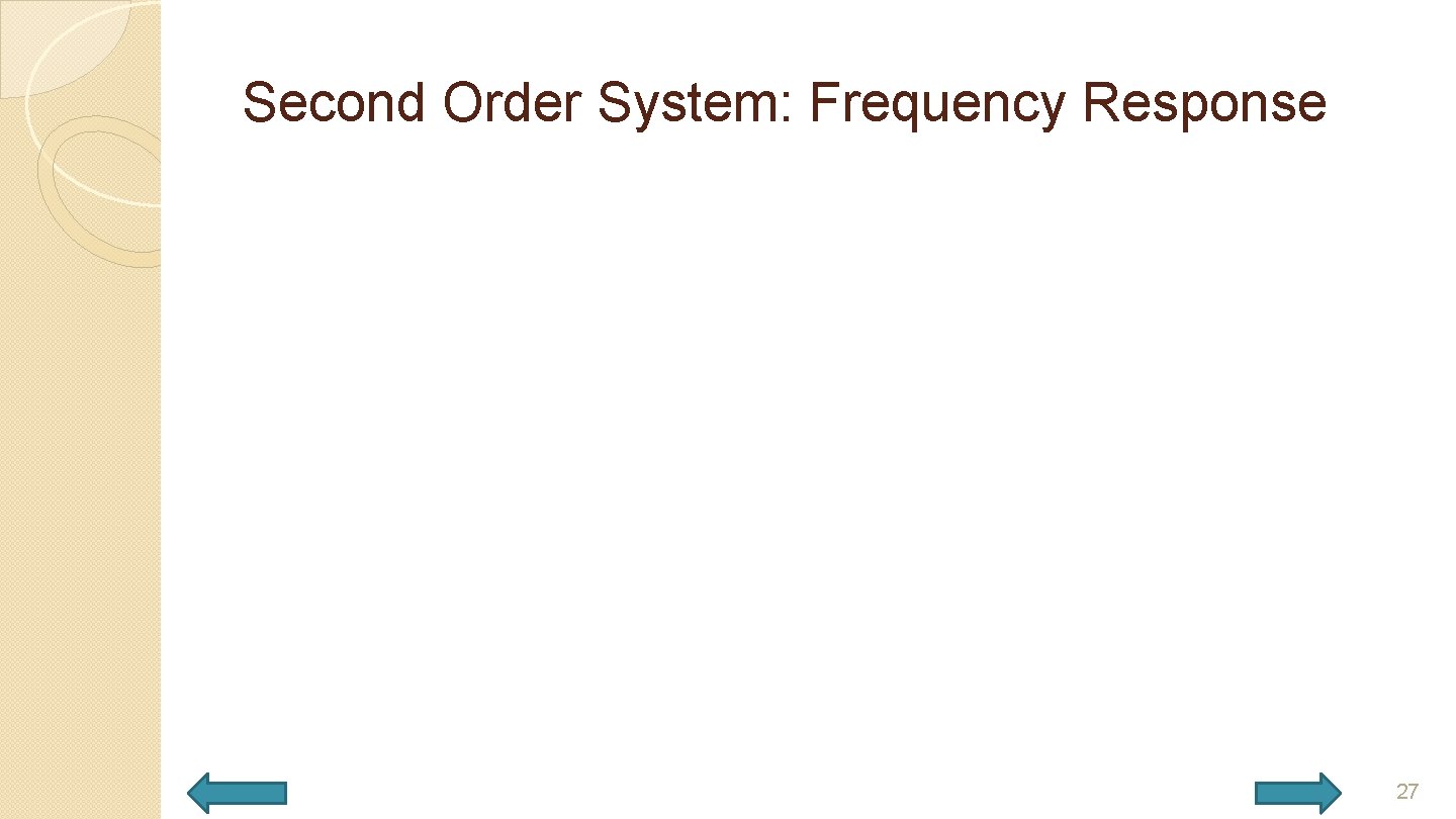 Second Order System: Frequency Response 27 