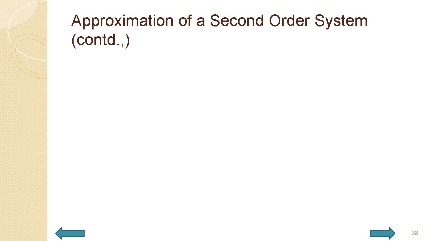 Approximation of a Second Order System (contd. , ) 38 