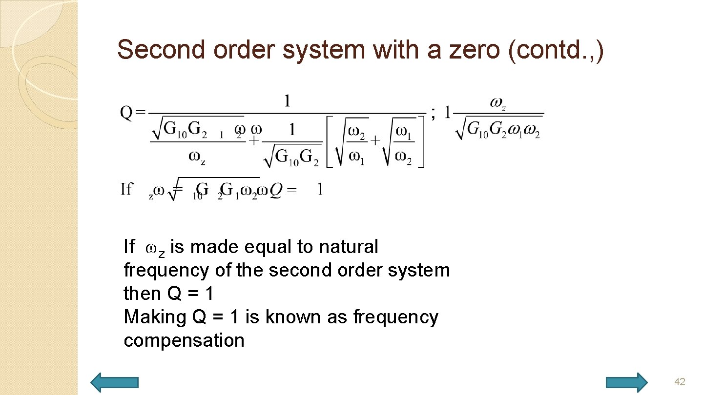 Second order system with a zero (contd. , ) If wz is made equal