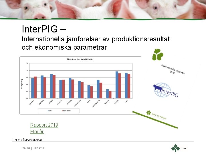 Inter. PIG – Internationella jämförelser av produktionsresultat och ekonomiska parametrar Rapport 2019 Fler år