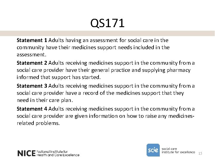 QS 171 Statement 1 Adults having an assessment for social care in the community