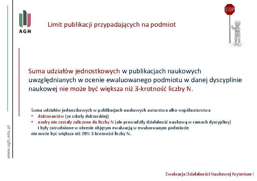 Limit publikacji przypadających na podmiot Suma udziałów jednostkowych w publikacjach naukowych uwzględnianych w ocenie