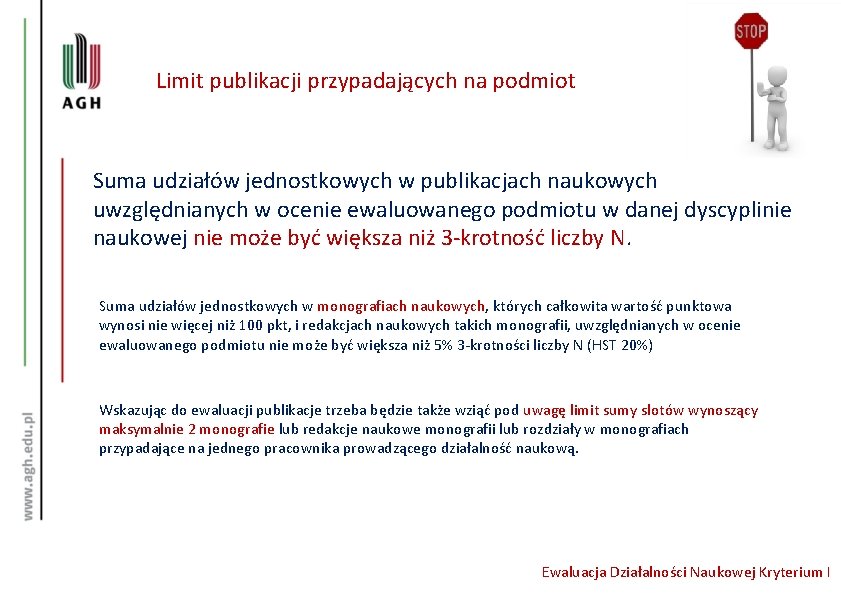 Limit publikacji przypadających na podmiot Suma udziałów jednostkowych w publikacjach naukowych uwzględnianych w ocenie