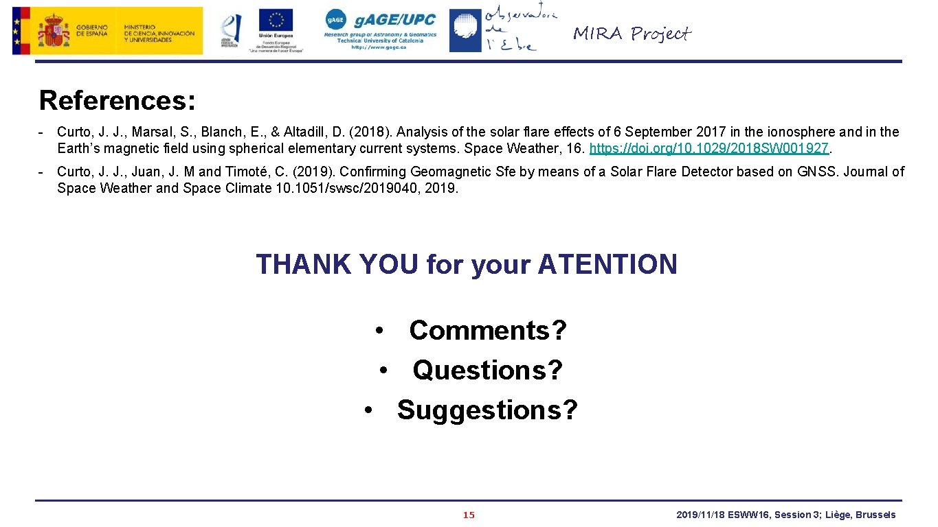 MIRA Project References: - Curto, J. J. , Marsal, S. , Blanch, E. ,