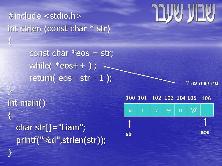 #include <stdio. h> int strlen (const char * str) { const char *eos =