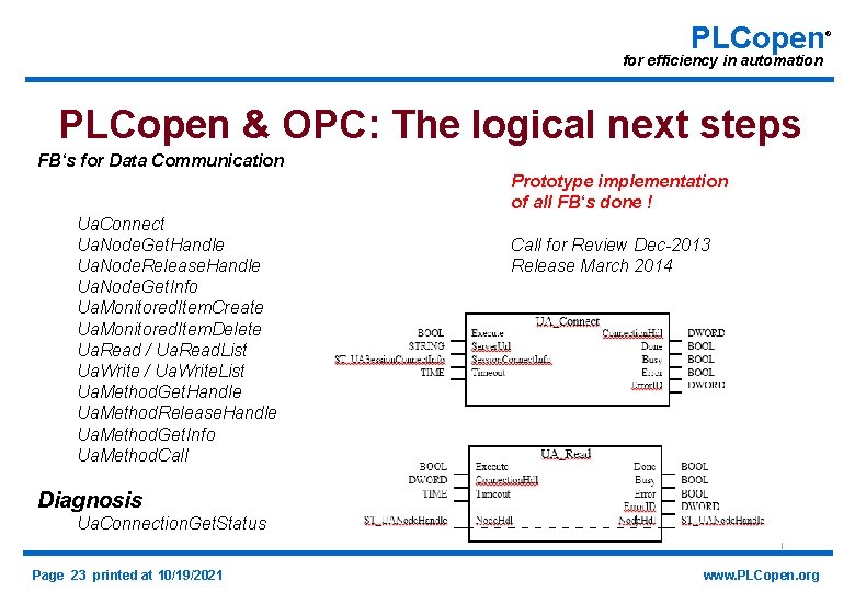 PLCopen for efficiency in automation PLCopen & OPC: The logical next steps FB‘s for