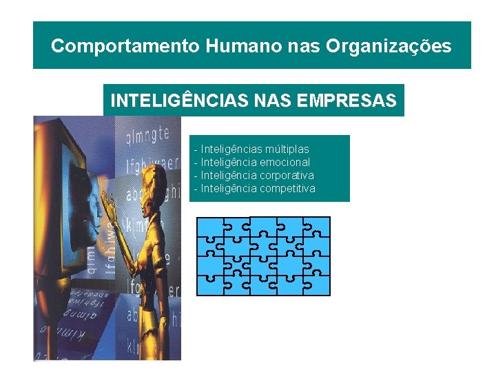 Comportamento Humano nas Organizações INTELIGÊNCIAS NAS EMPRESAS - Inteligências múltiplas - Inteligência emocional -