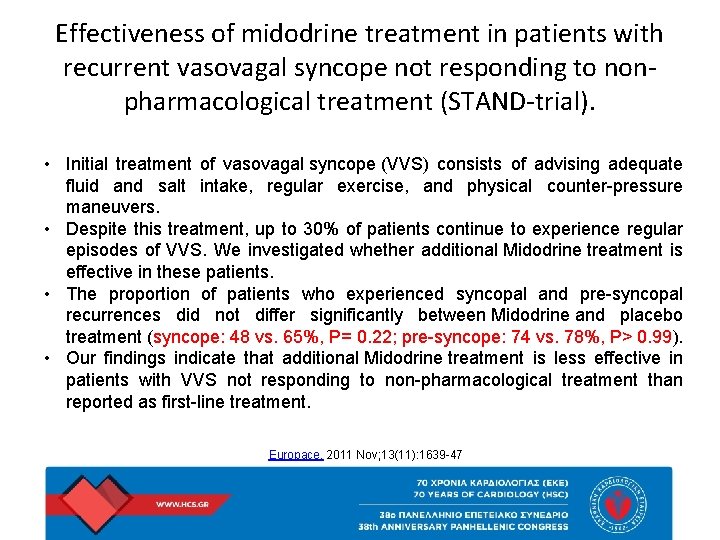 Effectiveness of midodrine treatment in patients with recurrent vasovagal syncope not responding to nonpharmacological