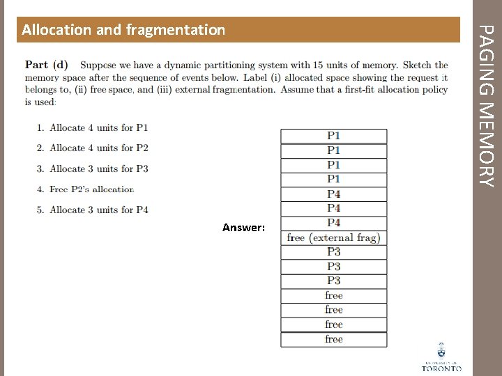 Answer: PAGING MEMORY Allocation and fragmentation 