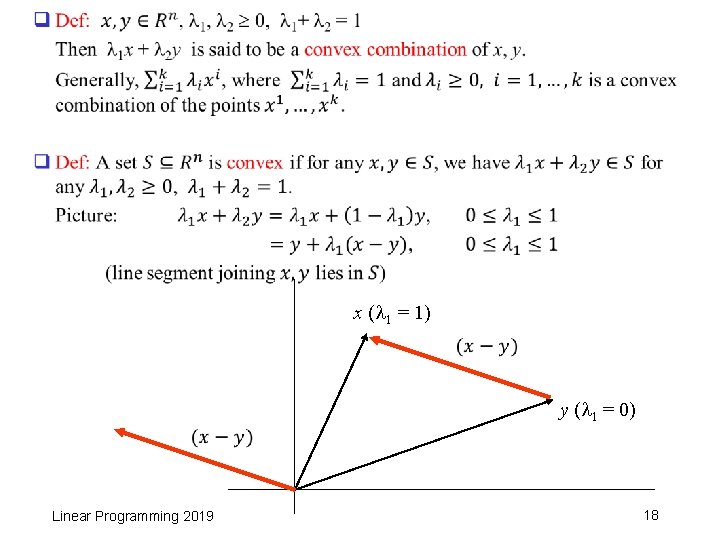 q x ( 1 = 1) y ( 1 = 0) Linear Programming 2019