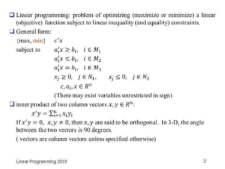 q Linear Programming 2019 2 