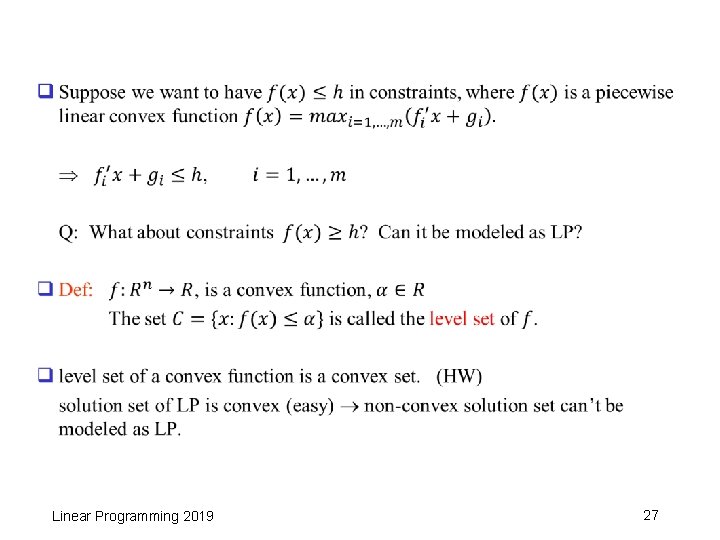 q Linear Programming 2019 27 