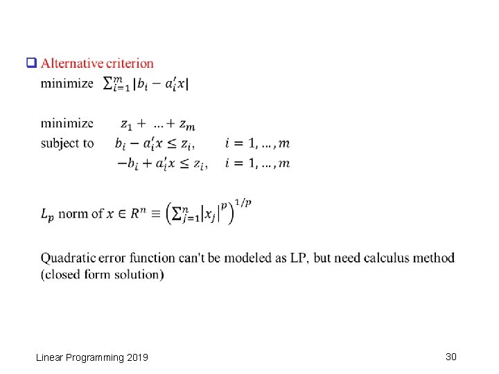 q Linear Programming 2019 30 