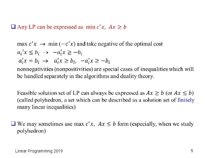 q Linear Programming 2019 5 