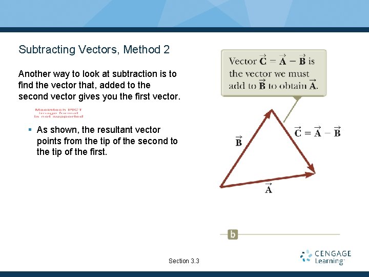 Subtracting Vectors, Method 2 Another way to look at subtraction is to find the