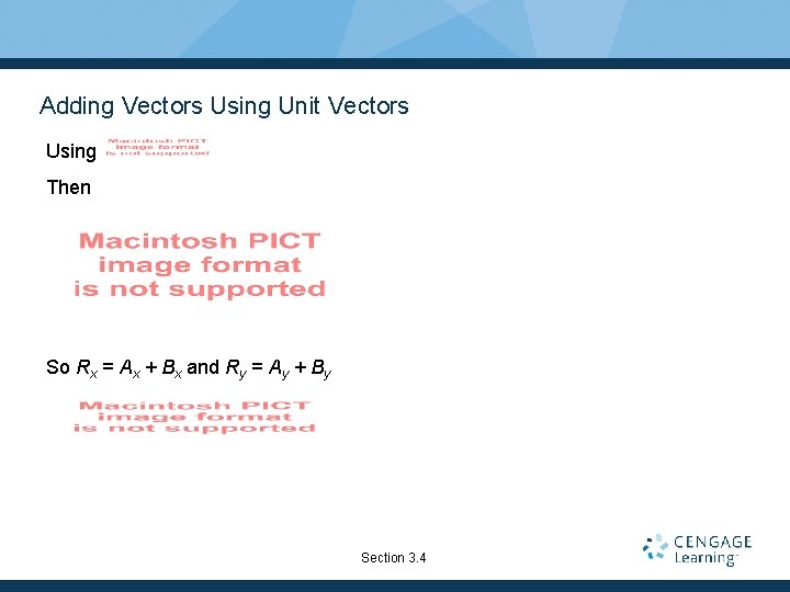 Adding Vectors Using Unit Vectors Using Then So Rx = Ax + Bx and