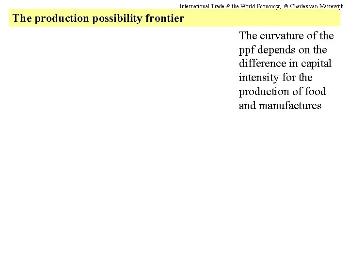 International Trade & the World Economy; Charles van Marrewijk The production possibility frontier The