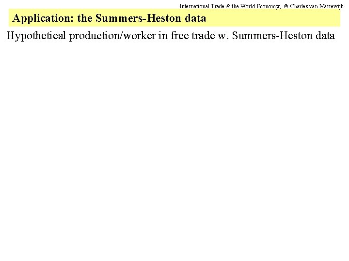International Trade & the World Economy; Charles van Marrewijk Application: the Summers-Heston data Hypothetical