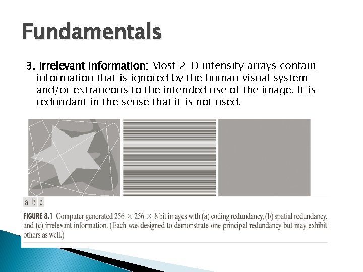 Fundamentals 3. Irrelevant Information: Most 2 -D intensity arrays contain information that is ignored