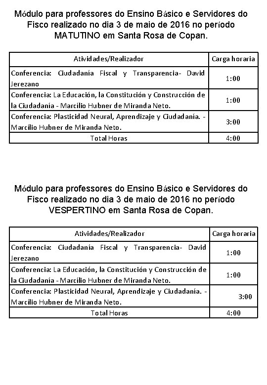 Módulo para professores do Ensino Básico e Servidores do Fisco realizado no dia 3