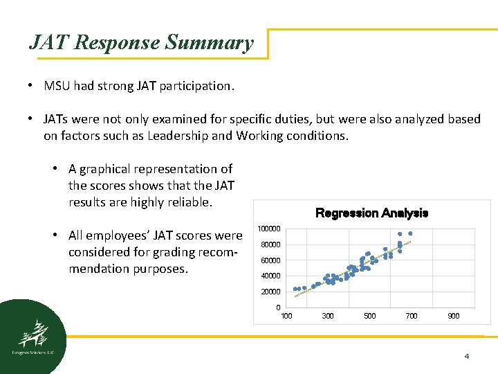 JAT Response Summary • MSU had strong JAT participation. • JATs were not only