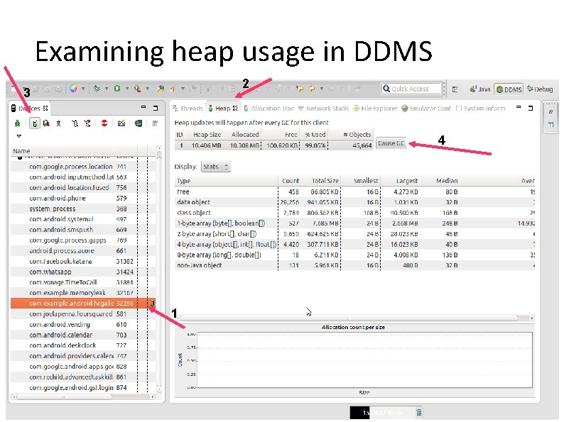 Examining heap usage in DDMS 2 3 4 1 