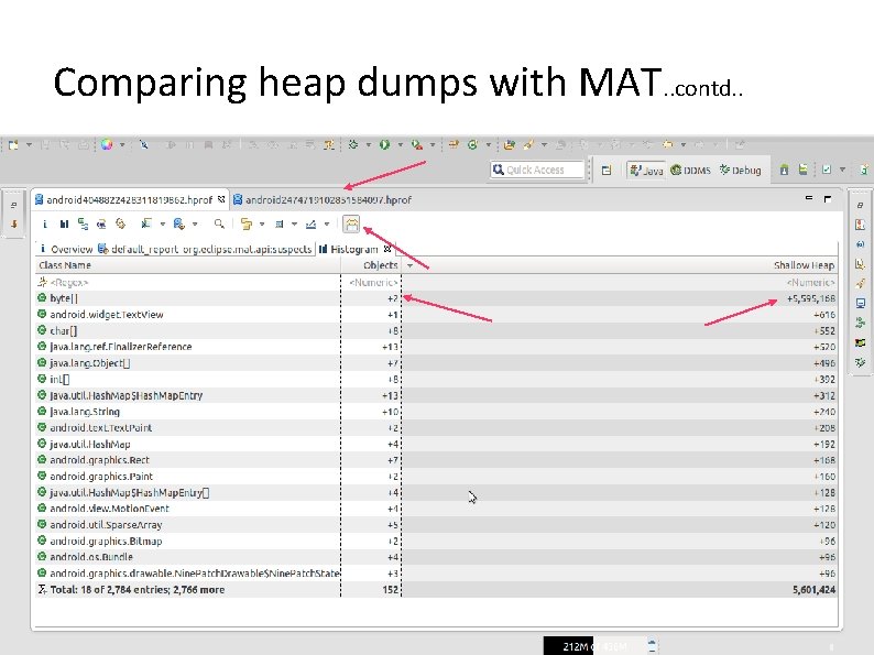 Comparing heap dumps with MAT. . contd. . 