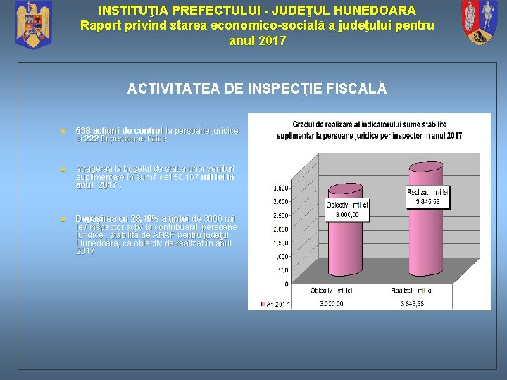 INSTITUŢIA PREFECTULUI - JUDEŢUL HUNEDOARA Raport privind starea economico-socială a judeţului pentru anul 2017