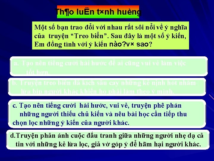 Th¶o luËn t×nh huèng Một số bạn trao đổi với nhau rất sôi nổi