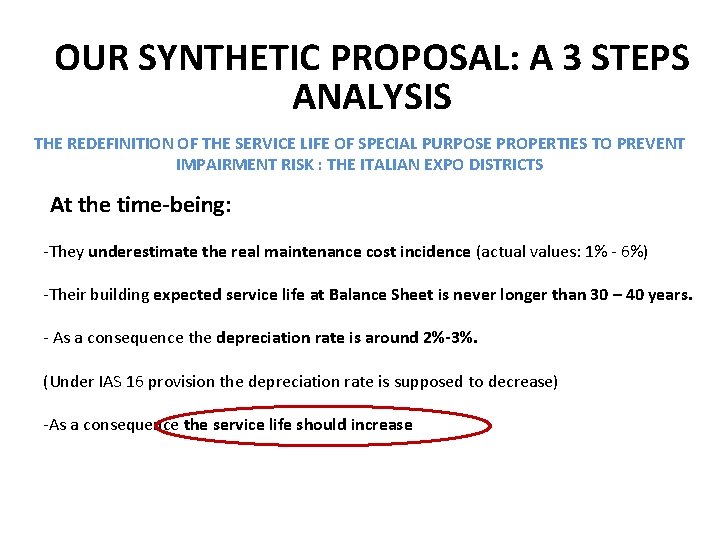 OUR SYNTHETIC PROPOSAL: A 3 STEPS ANALYSIS THE REDEFINITION OF THE SERVICE LIFE OF