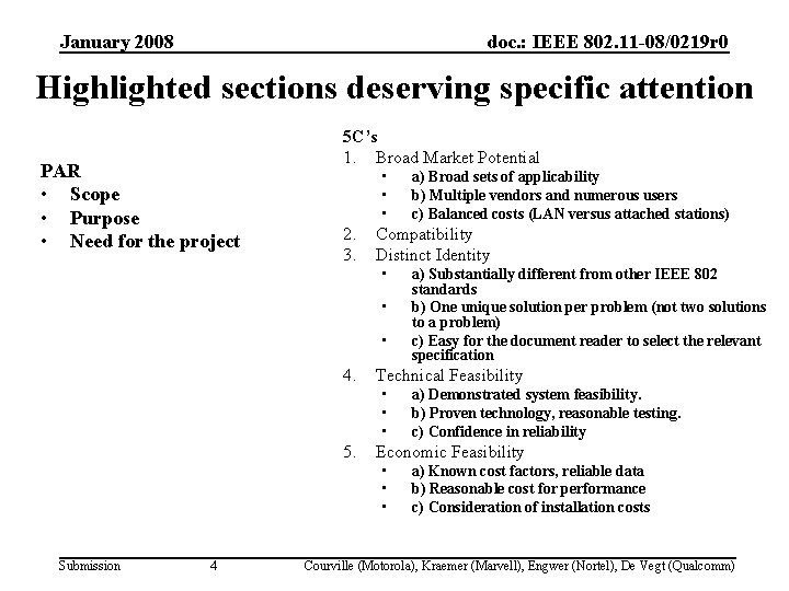 January 2008 doc. : IEEE 802. 11 -08/0219 r 0 Highlighted sections deserving specific