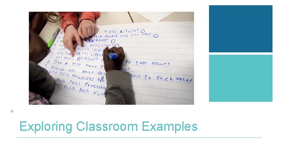 + Exploring Classroom Examples + Exploring Classroom Examples